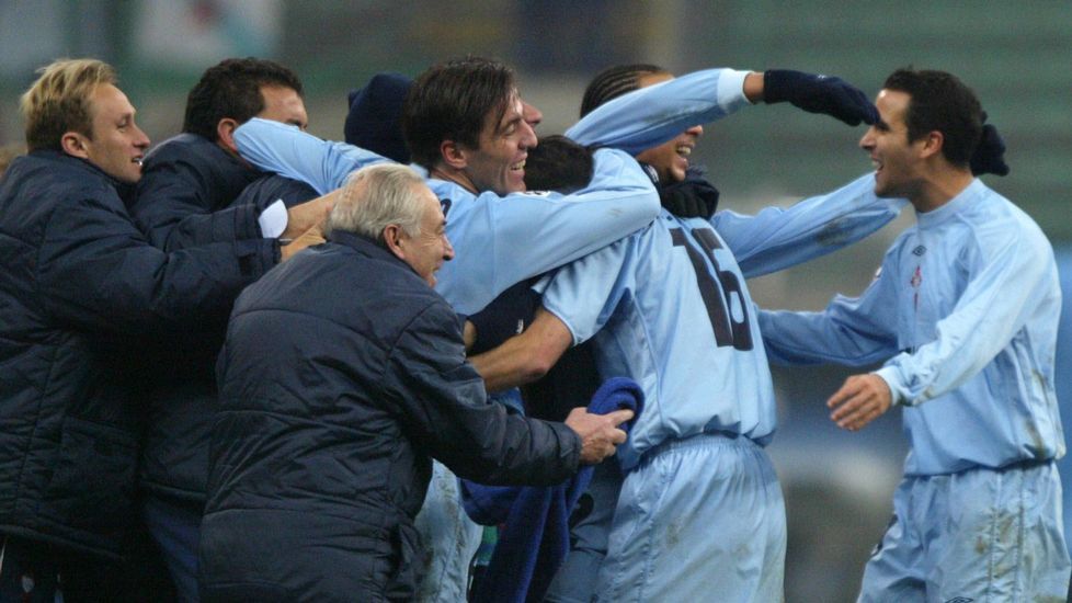 Berizzo, celebrando la victoria junto con sus compañeros