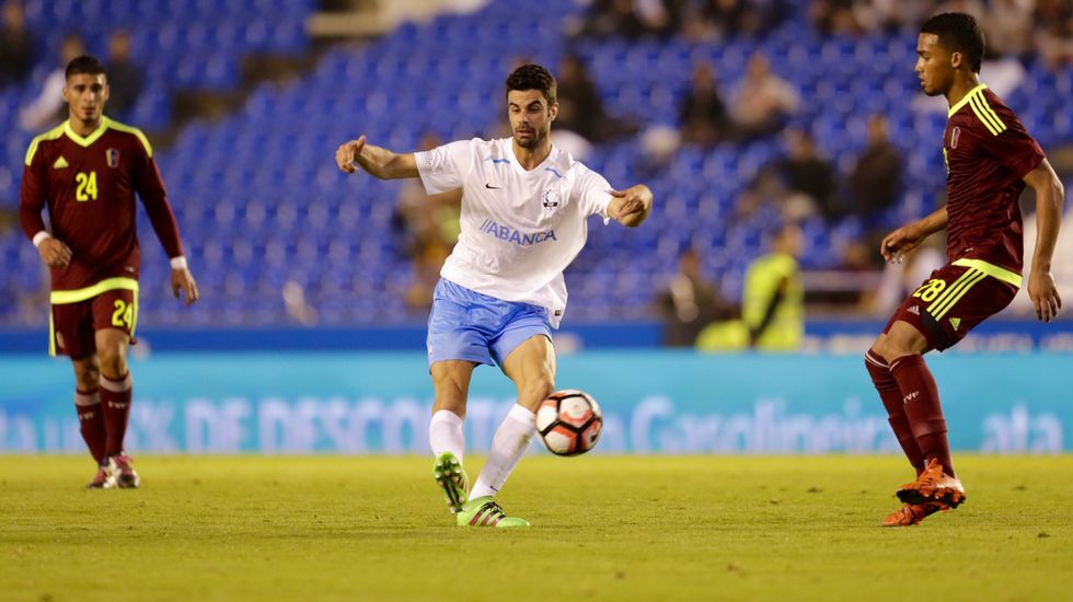 Foto de formación del Galicia-Venezuela del 2016 en el que coincidieron Denis, Sergio, Aspas y Hugo Mallo