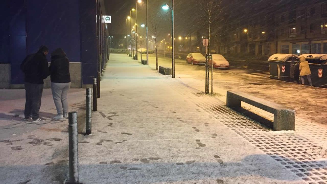 Nieve en el monte do Gozo