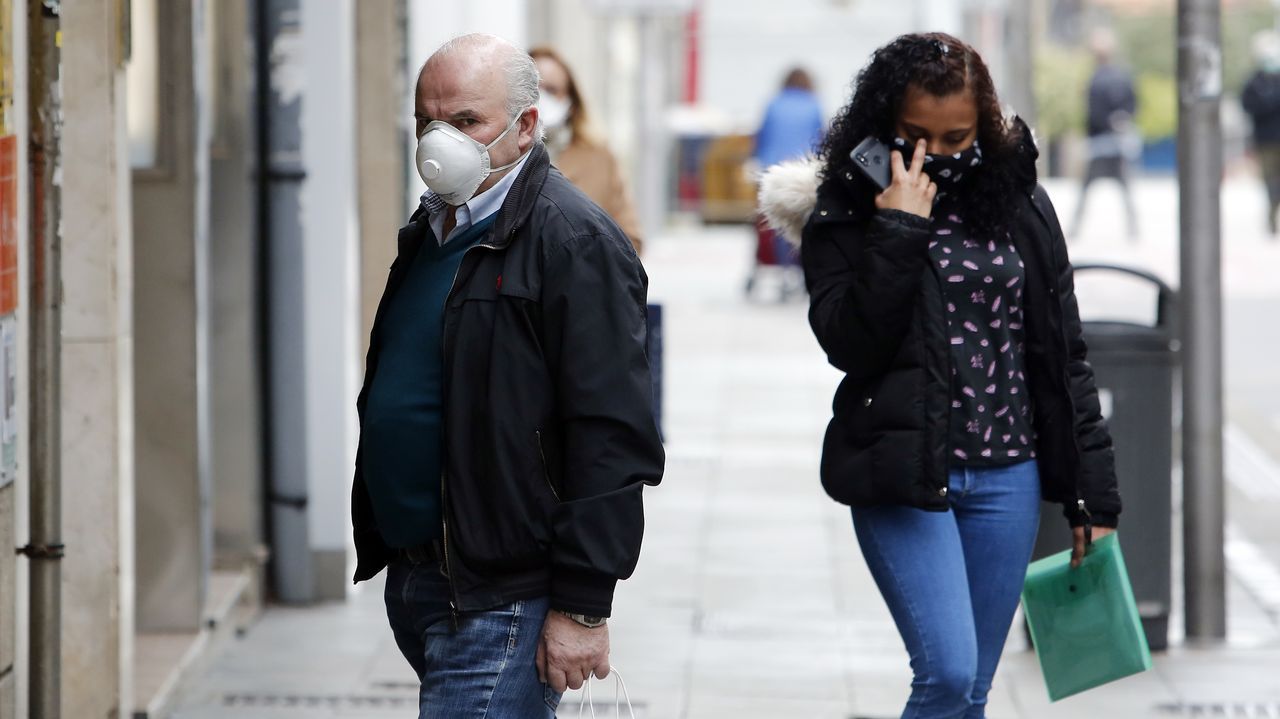 Uso de mascarillas por las calles de Pontevedra