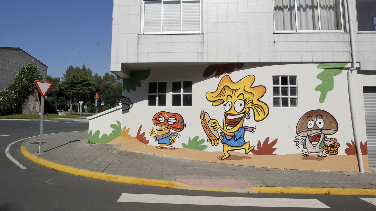 Fungos e cogumelos, de Luis Davila, en el cruce de Sete Camiños y la calle Rego do CAmpo