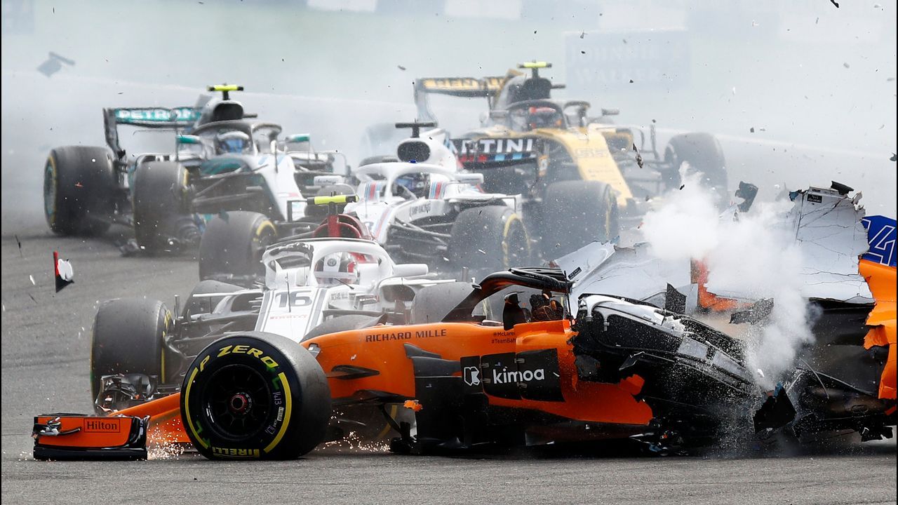 El coche de Alonso, tras el accidente