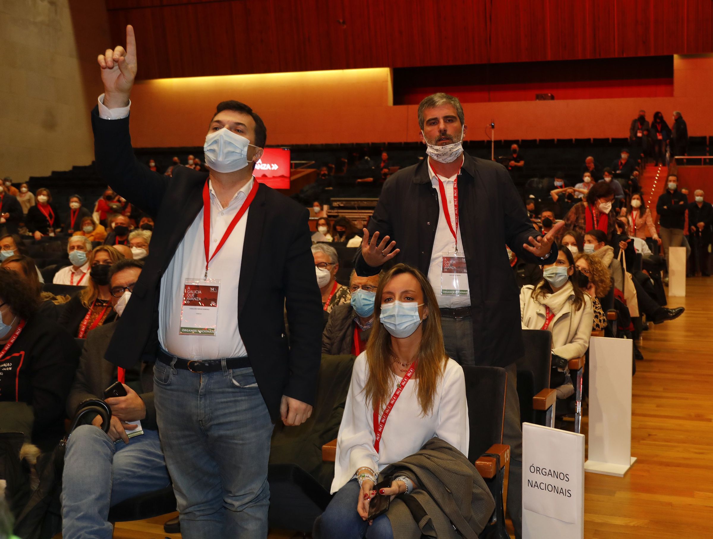 Gonzalo Caballero protesta durante o congreso do PSG-PSOE. 7/12/2021