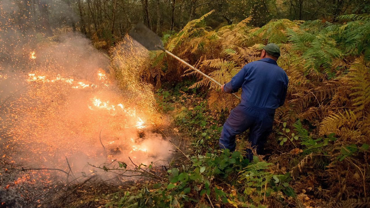 Incendio en el concello de Parada de Sil. Las llamas afectaron a diferentes puntos