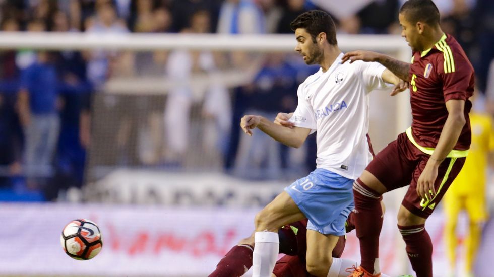 Foto de formación del Galicia-Venezuela del 2016 en el que coincidieron Denis, Sergio, Aspas y Hugo Mallo