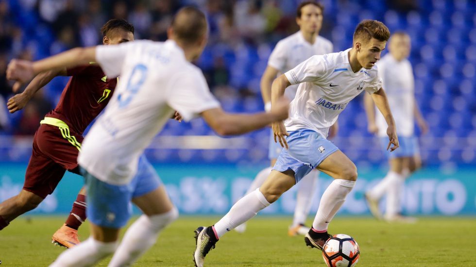 Foto de formación del Galicia-Venezuela del 2016 en el que coincidieron Denis, Sergio, Aspas y Hugo Mallo