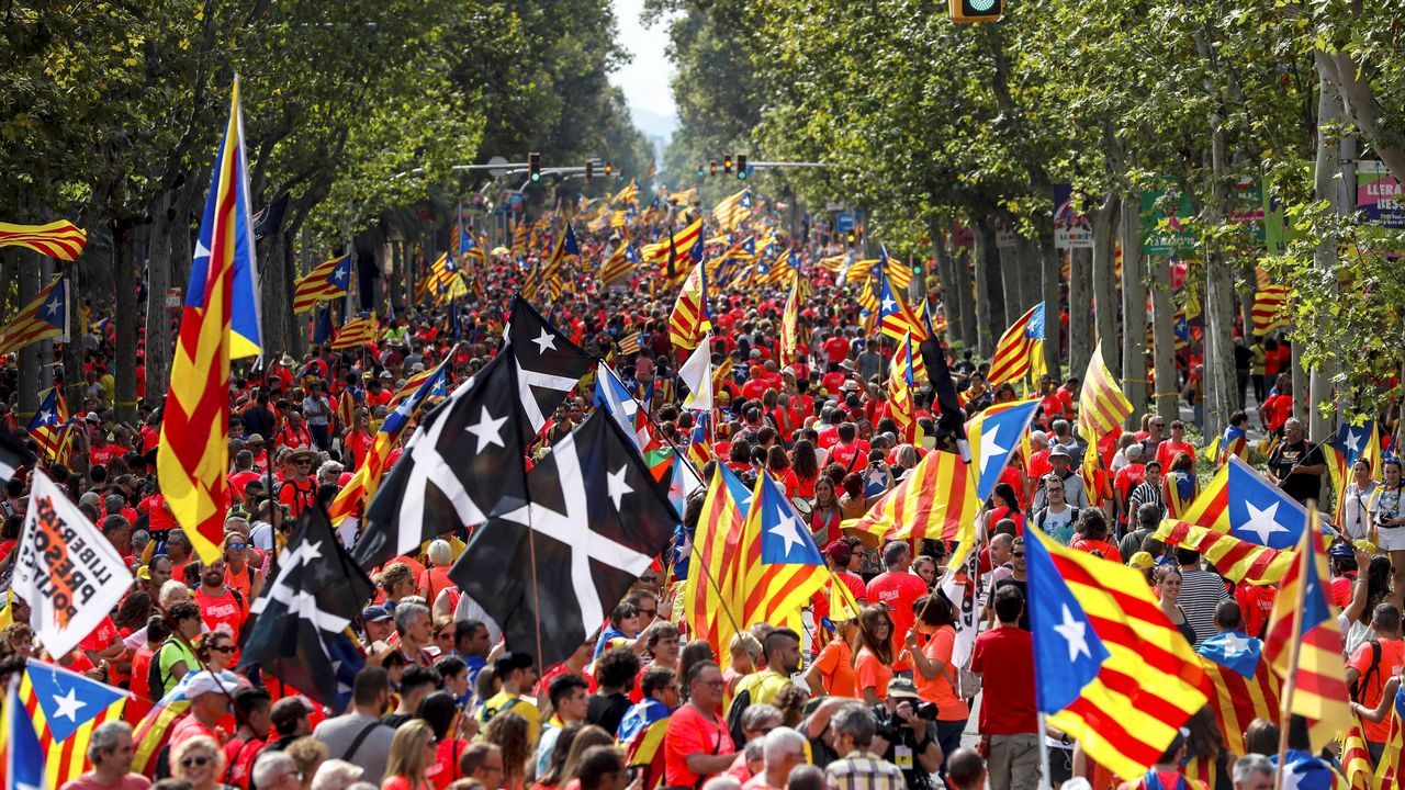 .Celebración de la Diada en las calles de Barcelona