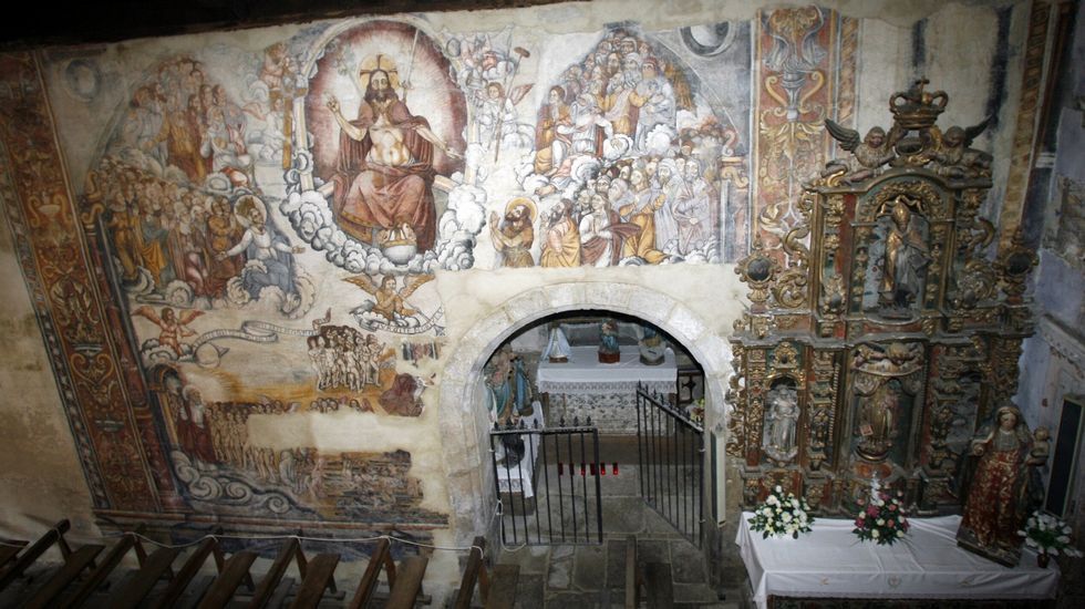 En la iglesia de Nogueira Miño se conserva un valioso conjunto de pinturas, recuperado en gran parte