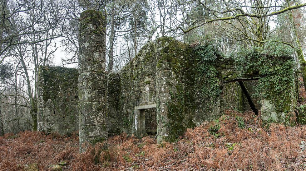Las ruinas de la antigua bodega de la Casa da Fonte aún dejan ver la monumentalidad de esta singular construcción