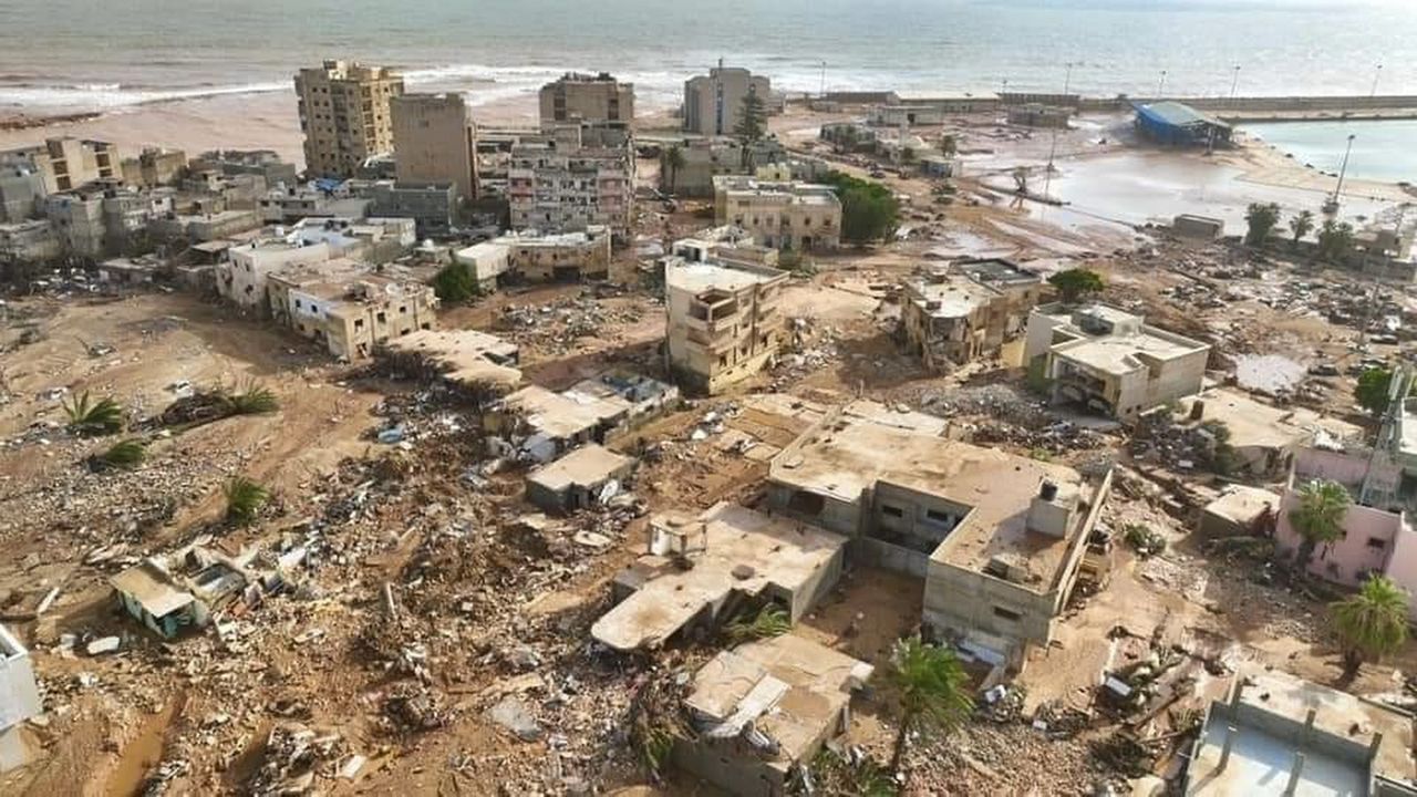 Vista de la ciudad de Derna, en Libia, totalmente destrozada por las inundaciones que dej� el cicl�n Daniel. 13/09/2023