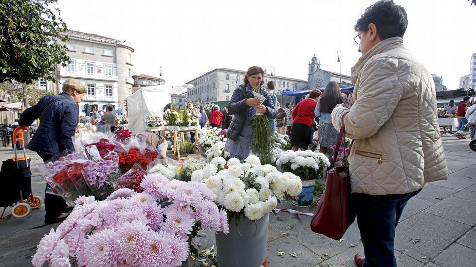 Mercado de flores para Todos los Santos