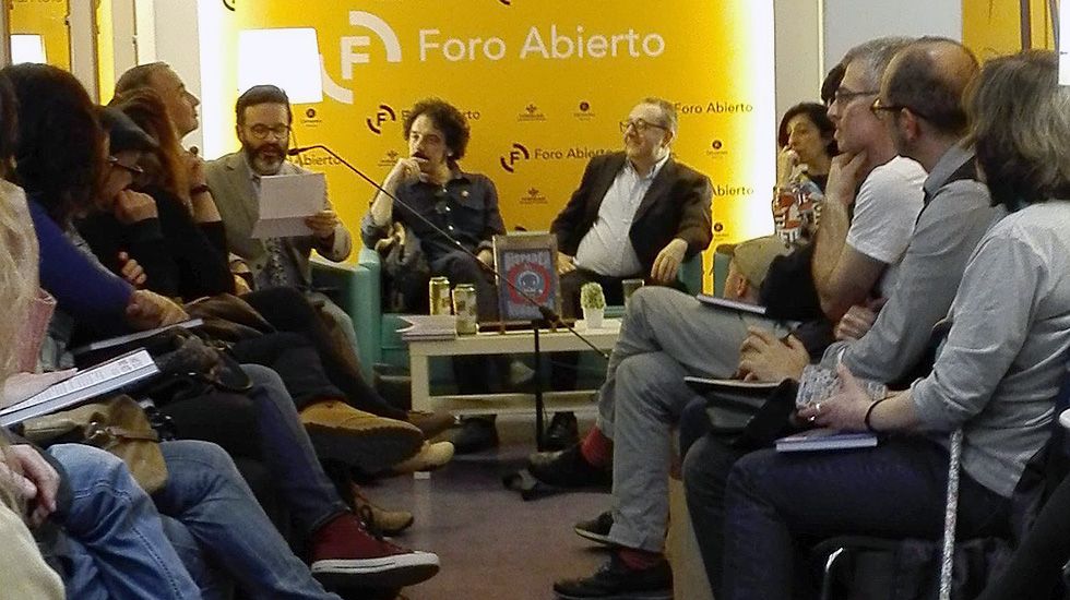 Edu Galá, Darío Adanti y Javier Cuervo en la presentación del libro «Disparen al humorista»