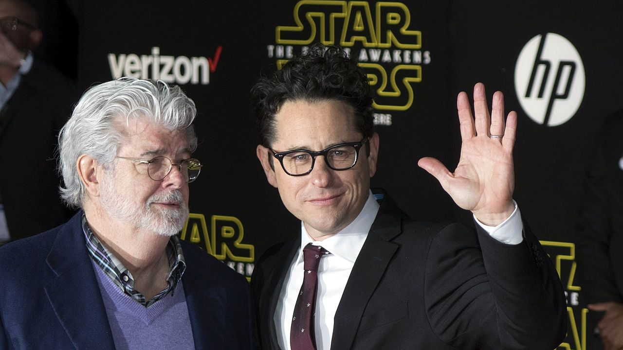 George Lucas y J. J. Abrams en el preestreno del episodio VII de «Star Wars»