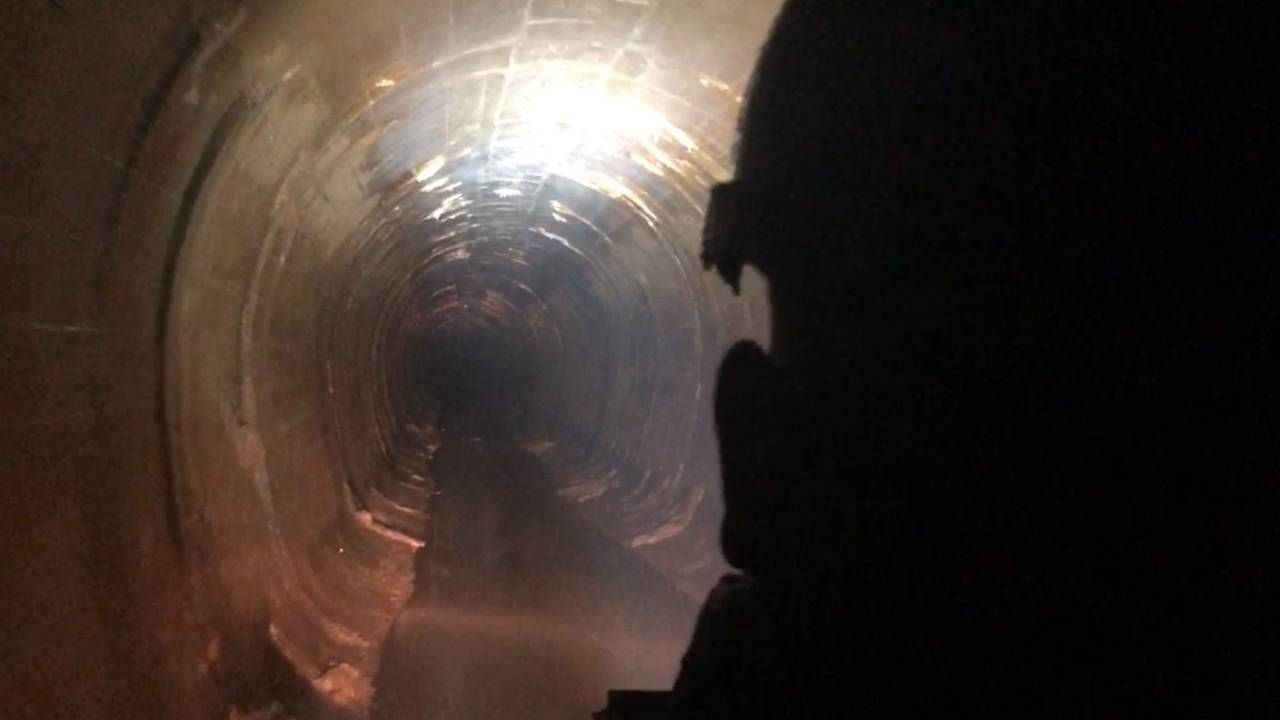 Vista del t&uacute;nel que une La Riera con el alto de Santa Fartalla