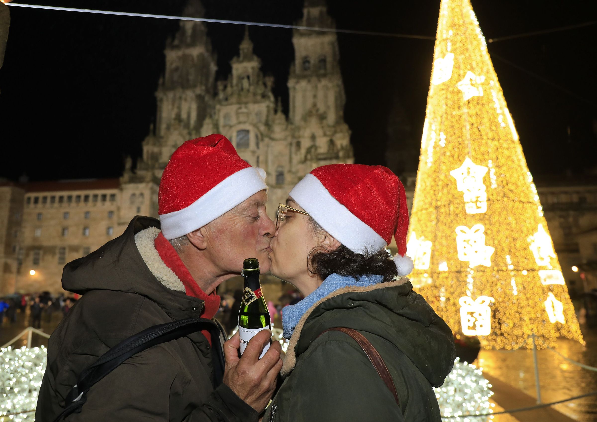 Celebraci�n das badaladas de fin de ano no Obradoiro, o 31 de decembro do 2022.