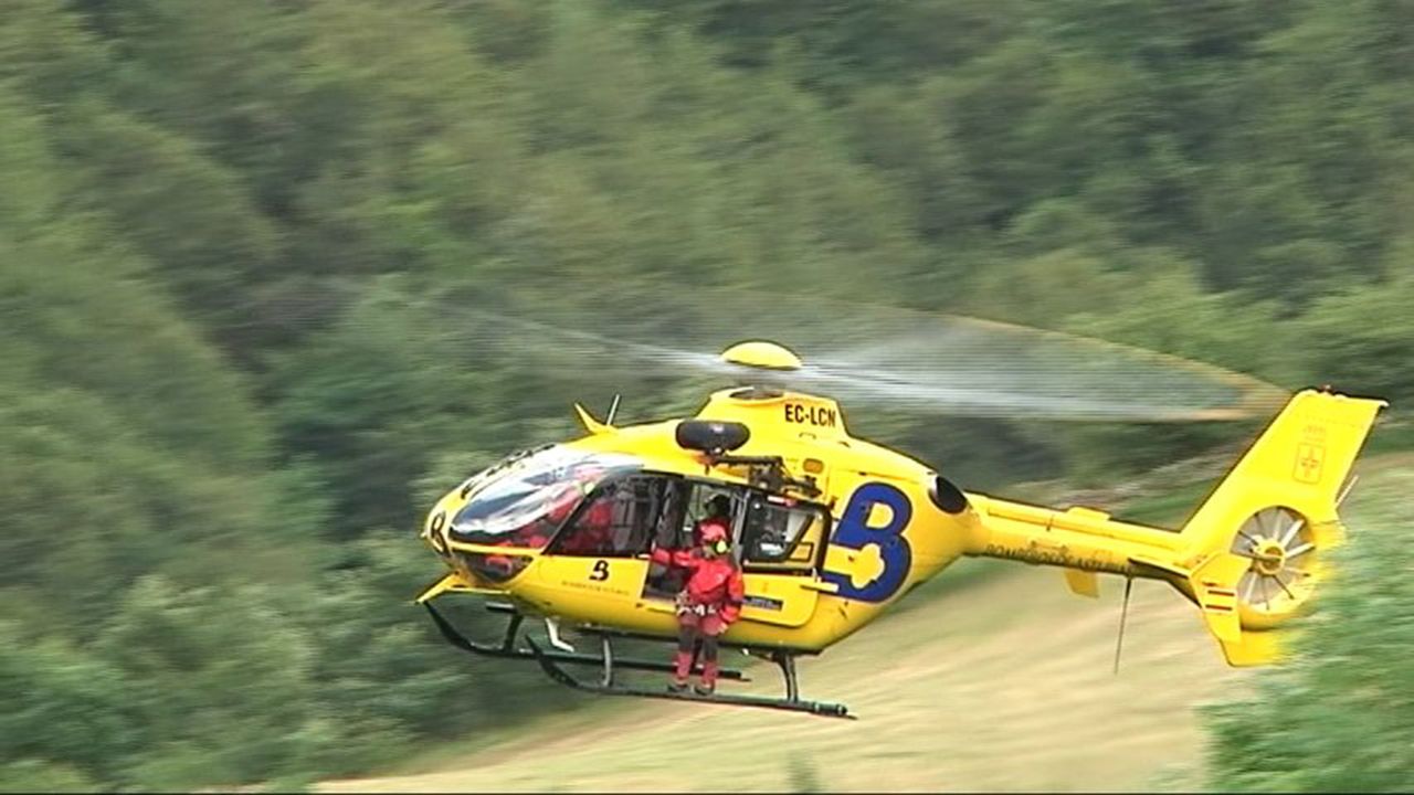 La agon�a de la osa de Proaza.Helic�ptero de bomberos del Sepa