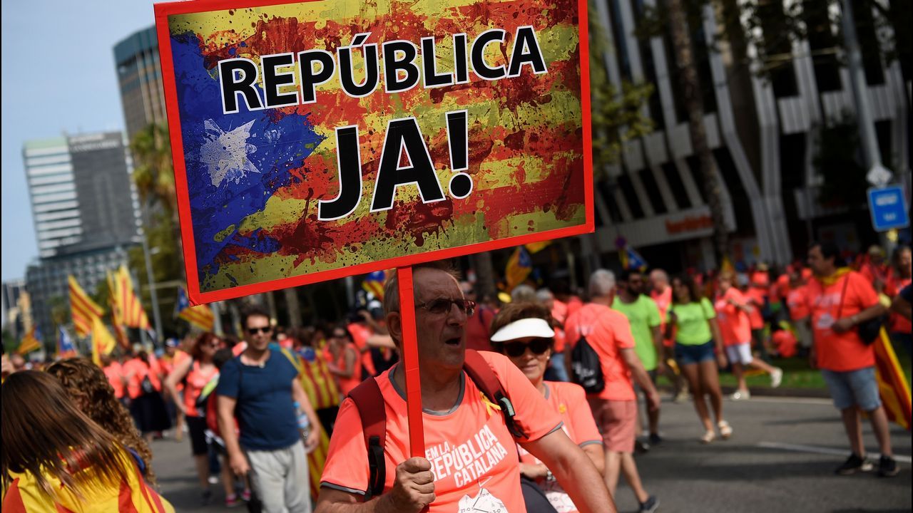.Celebración de la Diada en las calles de Barcelona