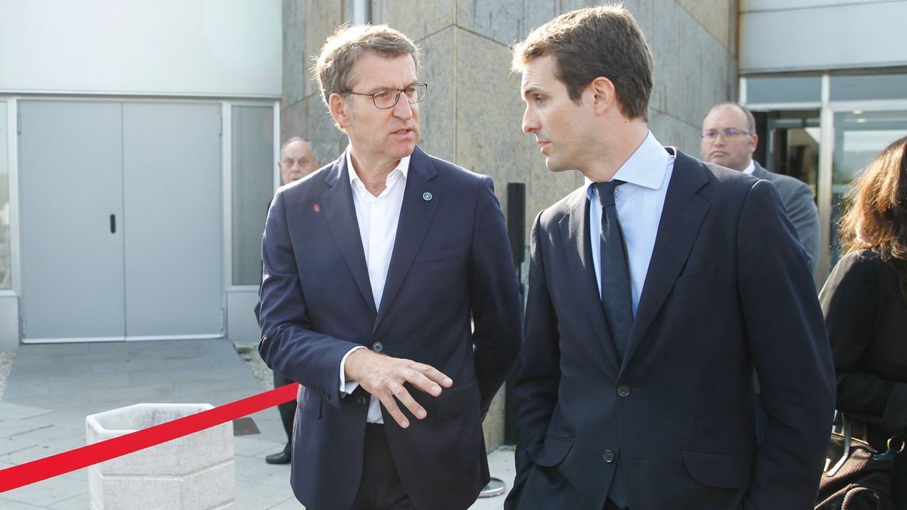 Feijoo y Pablo Casado, en el funeral por Albor