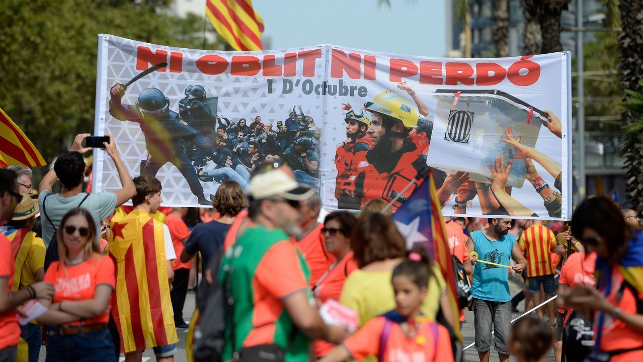 .Celebración de la Diada en las calles de Barcelona