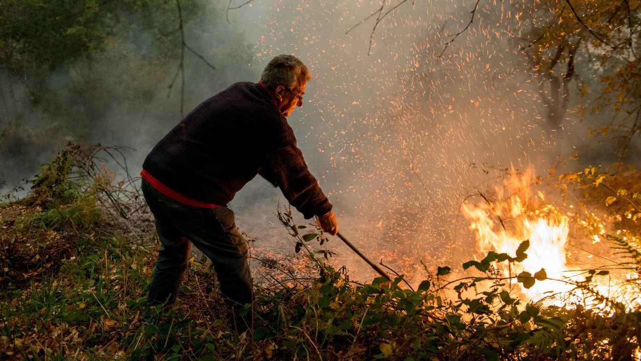 Incendio en el concello de Parada de Sil. Las llamas afectaron a diferentes puntos